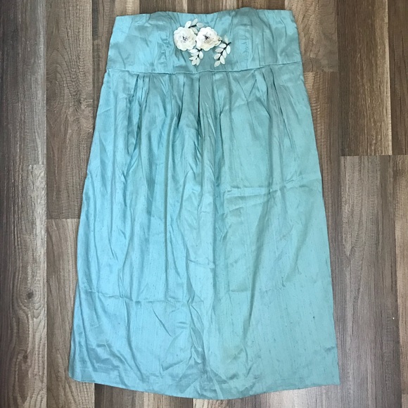 NWT silk, mint, strapless dress w beading, medium - Picture 1 of 6